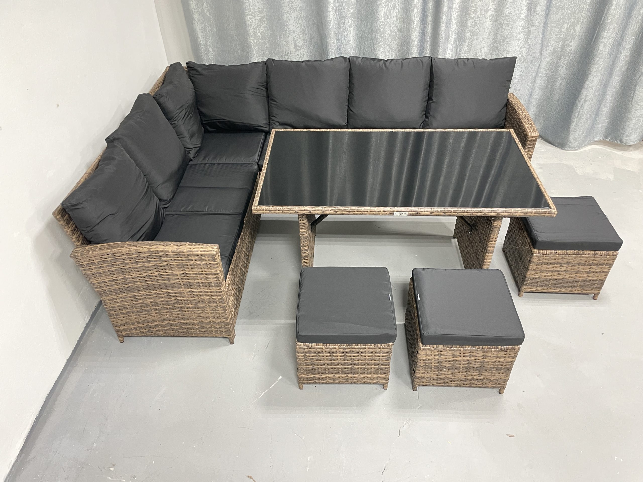 Садові меблі з ротангу Lounge Loft Набір "Мадрид та три пуфи" Лівий кут Світло-коричневий Light Brown - Зображення 3