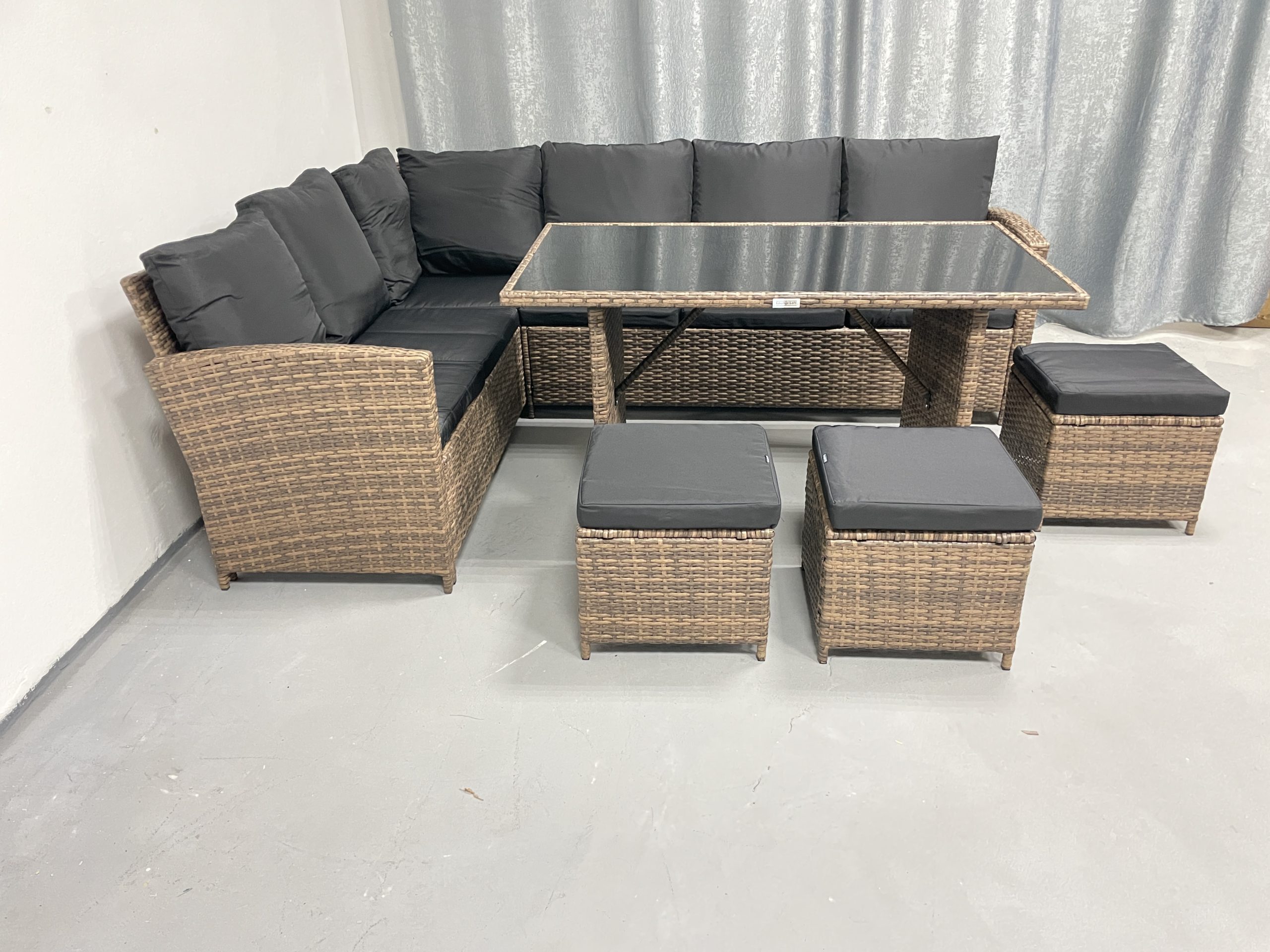 Садові меблі з ротангу Lounge Loft Набір "Мадрид та три пуфи" Лівий кут Світло-коричневий Light Brown - Зображення 4