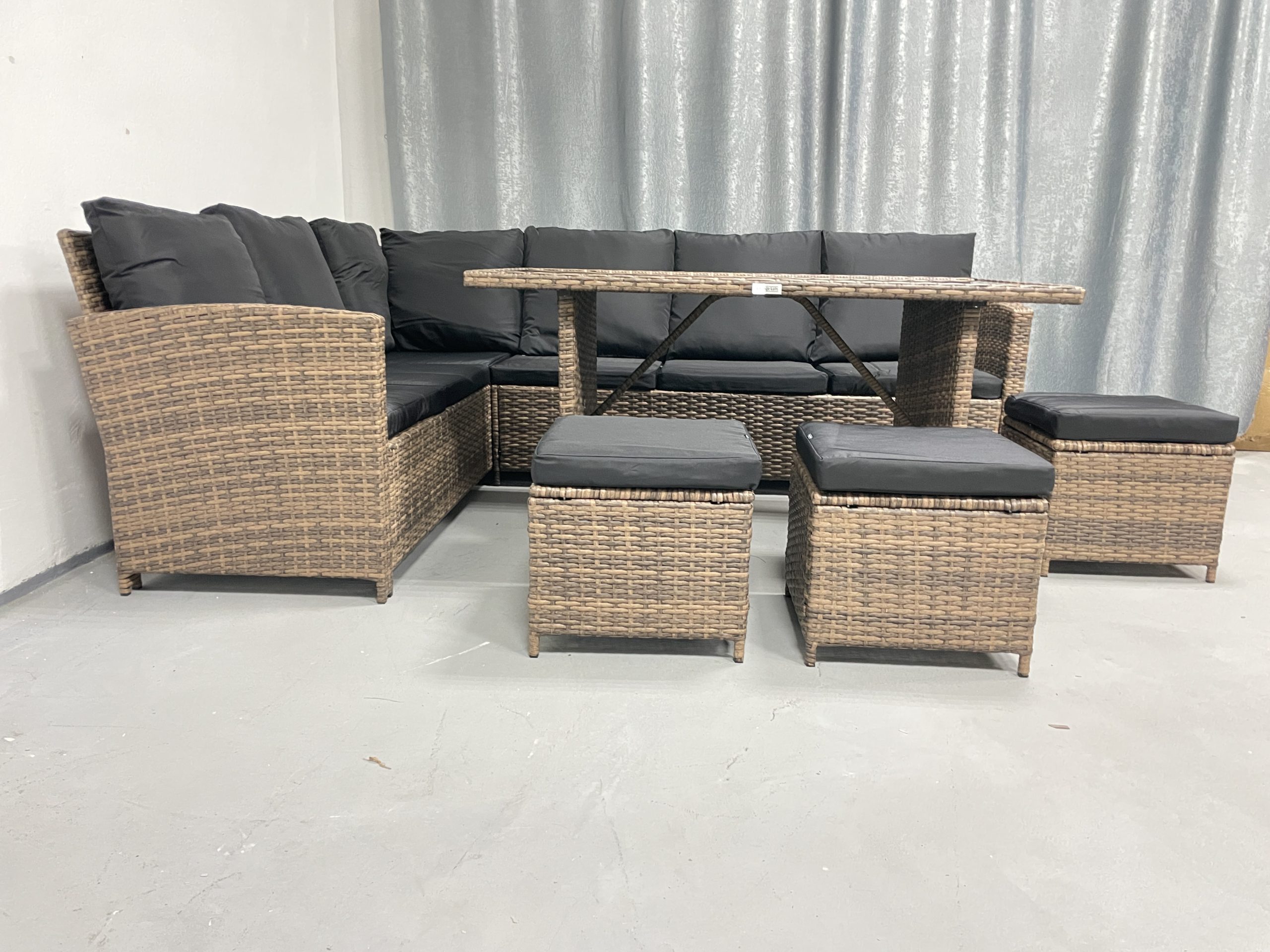 Садові меблі з ротангу Lounge Loft Набір "Мадрид та три пуфи" Лівий кут Світло-коричневий Light Brown - Зображення 5