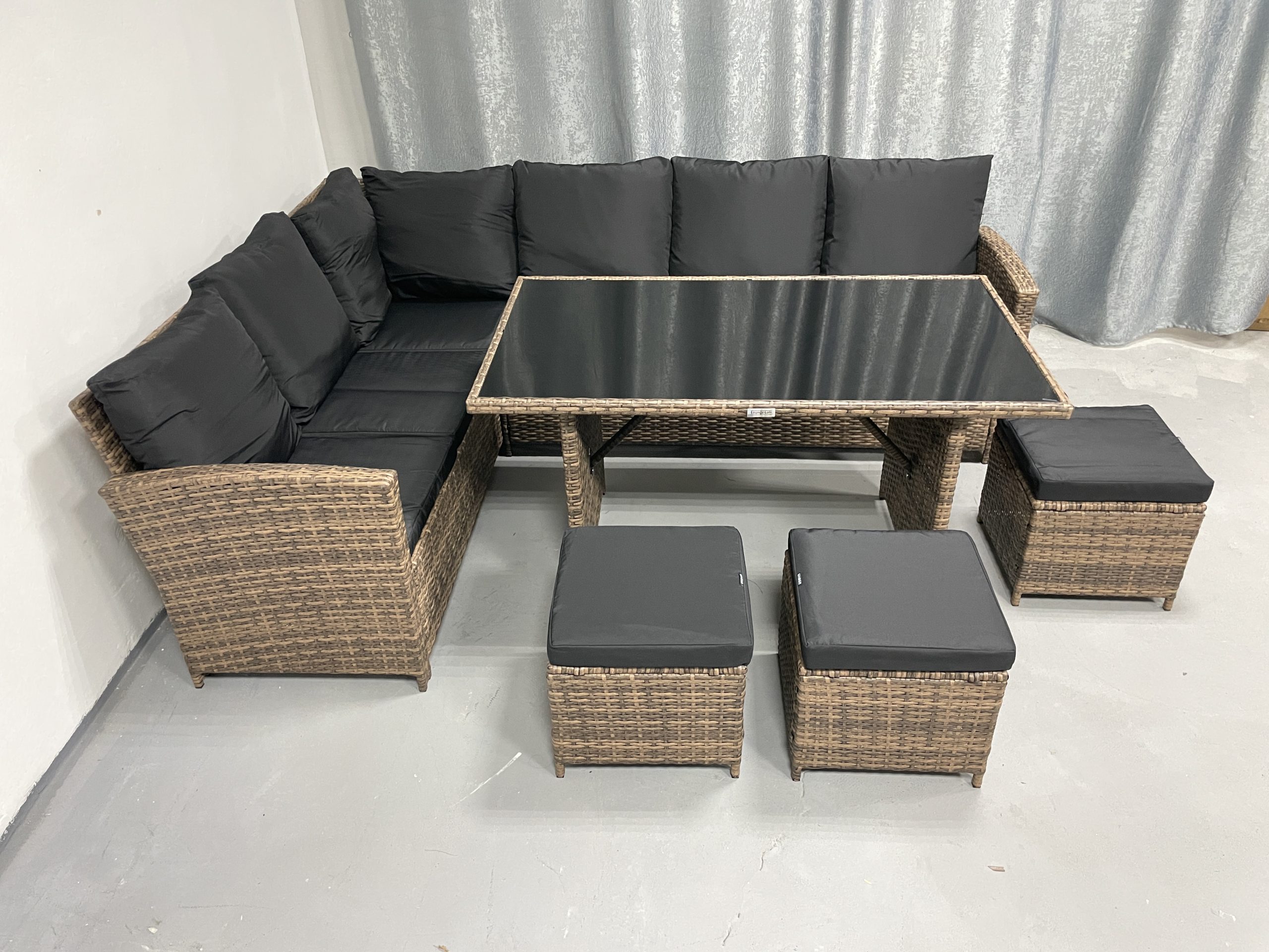 Садові меблі з ротангу Lounge Loft Набір "Мадрид та три пуфи" Лівий кут Світло-коричневий Light Brown - Зображення 6