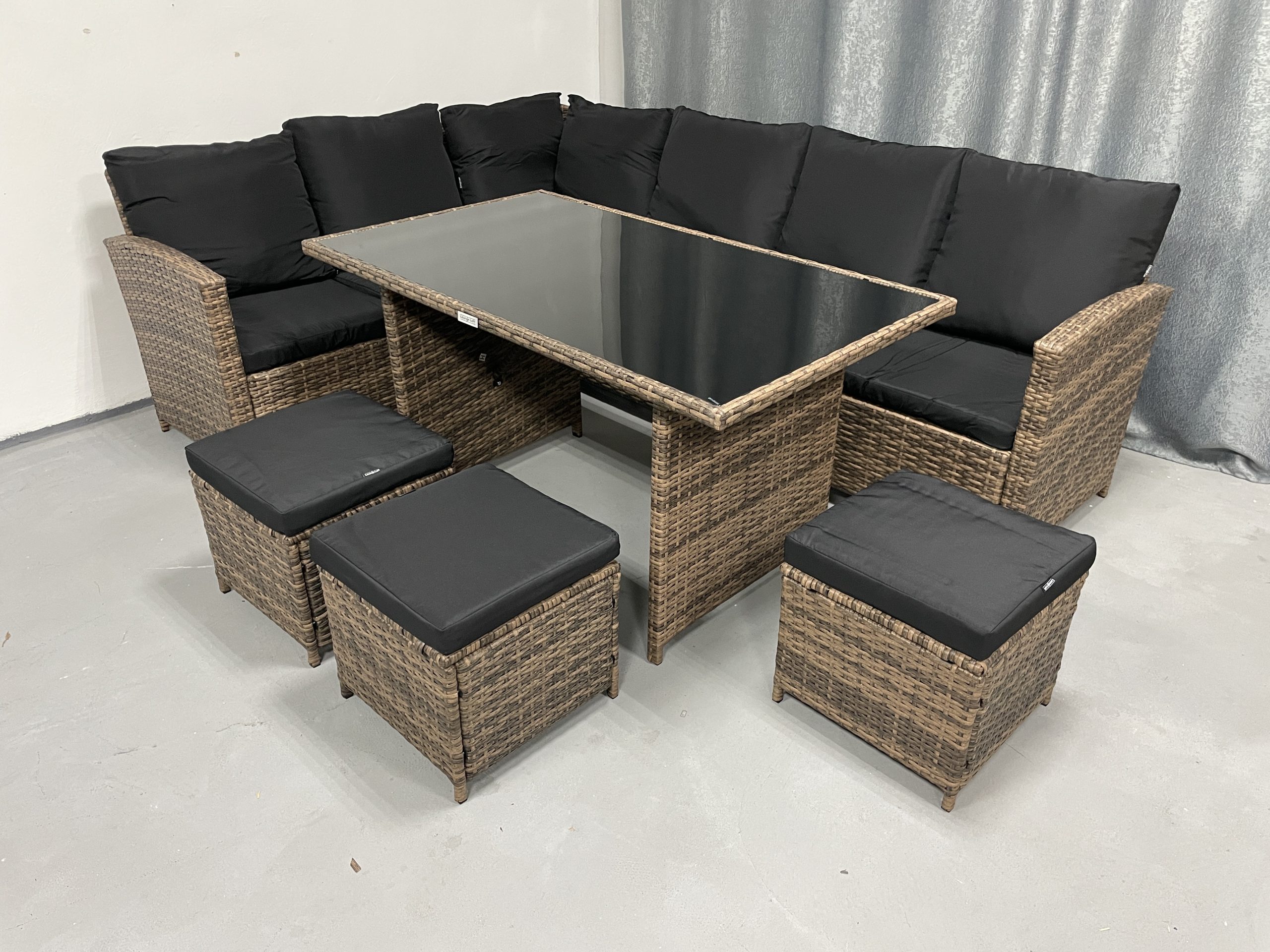 Садові меблі з ротангу Lounge Loft Набір "Мадрид та три пуфи" Лівий кут Світло-коричневий Light Brown - Зображення 7