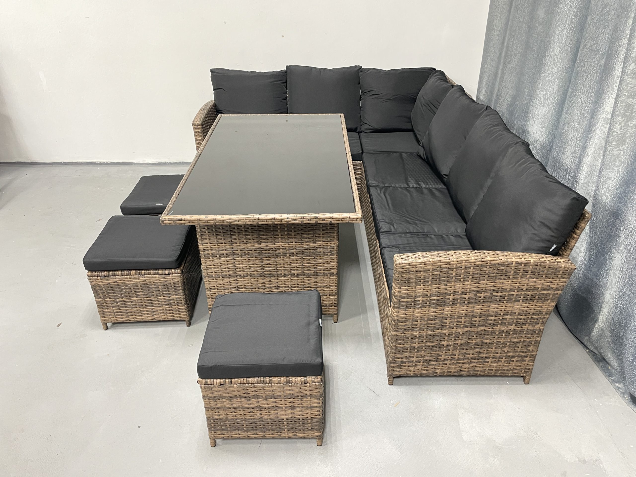 Садові меблі з ротангу Lounge Loft Набір "Мадрид та три пуфи" Лівий кут Світло-коричневий Light Brown - Зображення 8