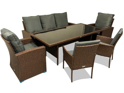 Садові меблі з ротангу Lounge Loft Набір "Делюкс та 2 крісла класік" Темно-коричневий